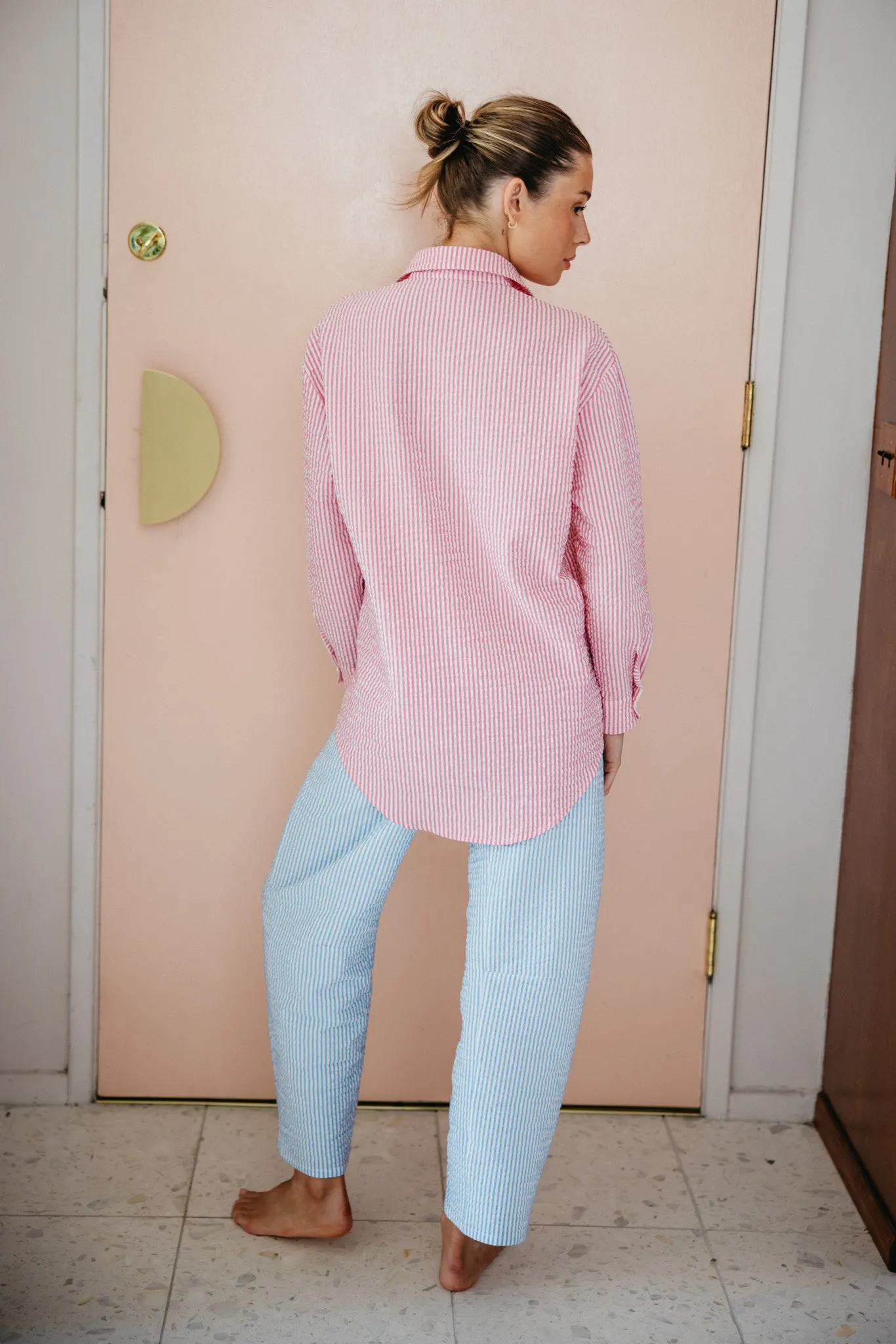 Harper Button Down - Pink Seersucker sold by Skatie product image thumbnail 5