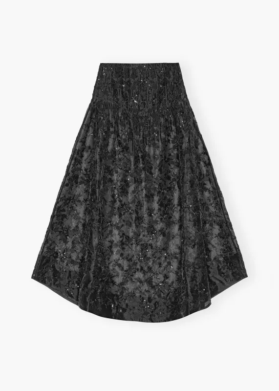 Embellished Technical Organza Long Skirt sold by Denali