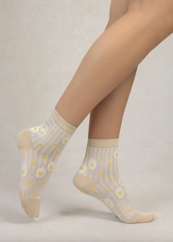 Daisies and Stripes Mercerized Cotton Ankle Socks sold by Denali