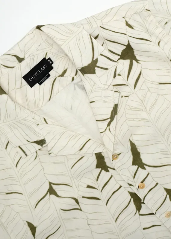 Banana Leaf Fleck SS Havana Shirt sold by Denali