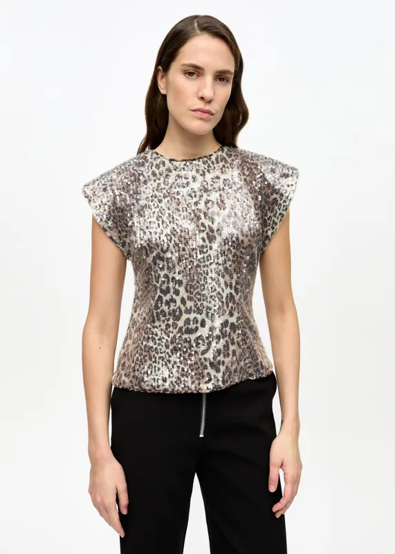 Printed Stretch Sequins Blouse made by Ganni