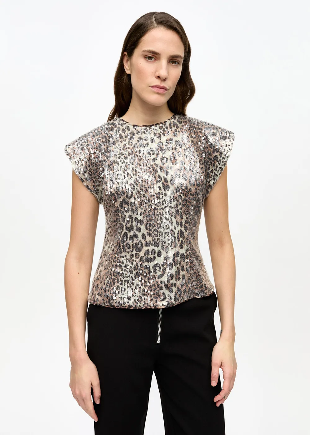 Printed Stretch Sequins Blouse sold by Denali