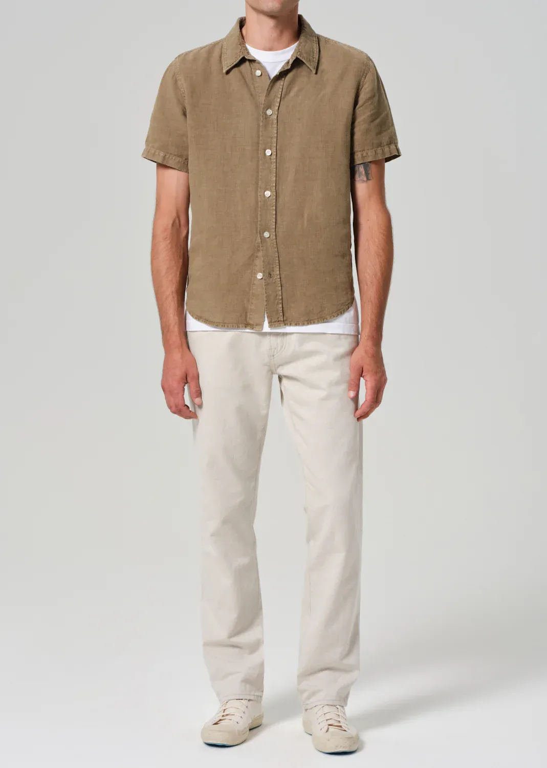 Elijah Straight Stretch Linen Pant sold by Denali