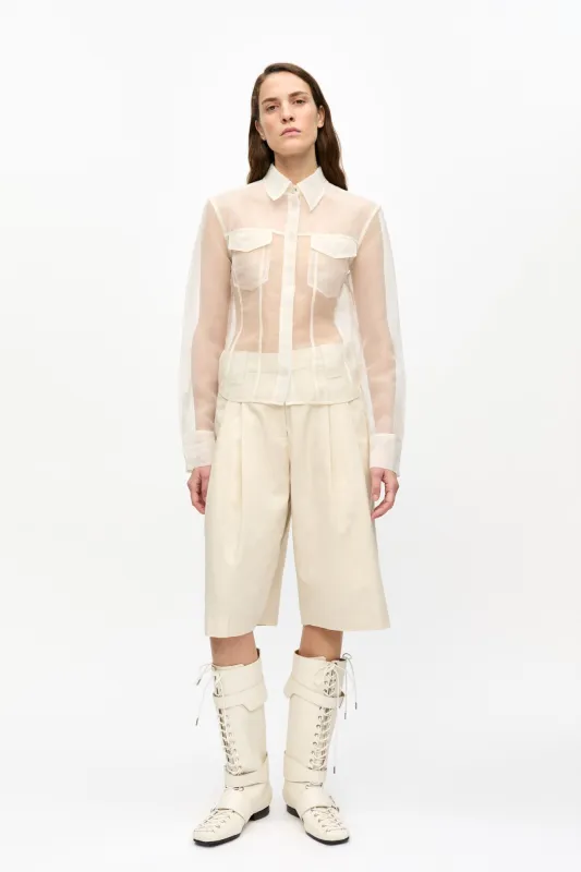 Cotton Melange Tailoring Wide Shorts sold by Denali