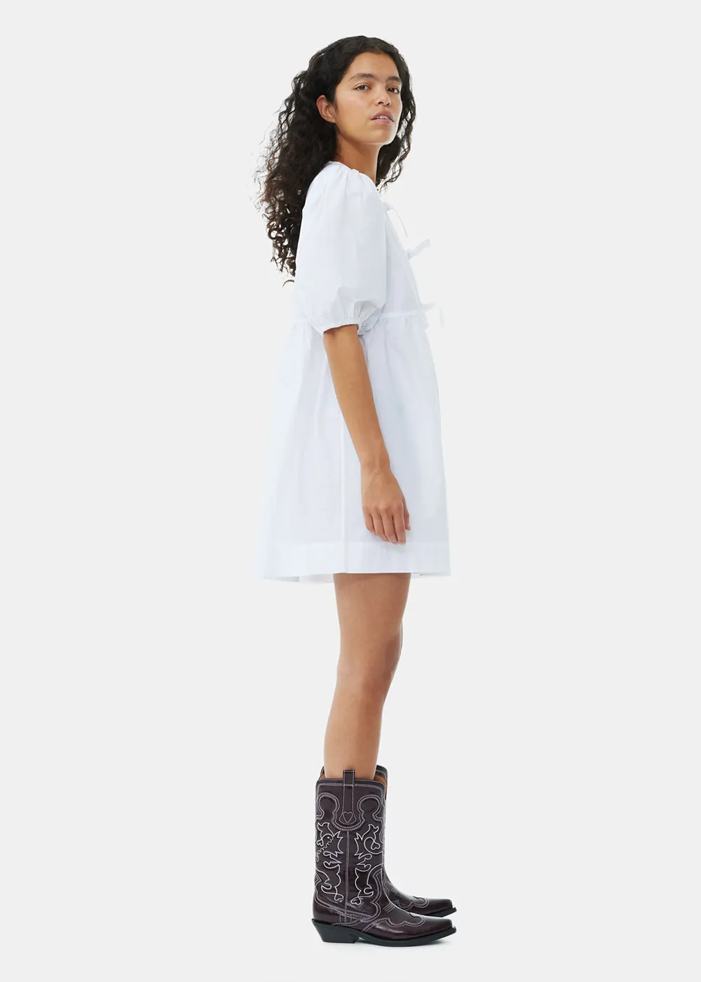 Cotton Poplin Tie String Mini Dress sold by Denali product image thumbnail 3