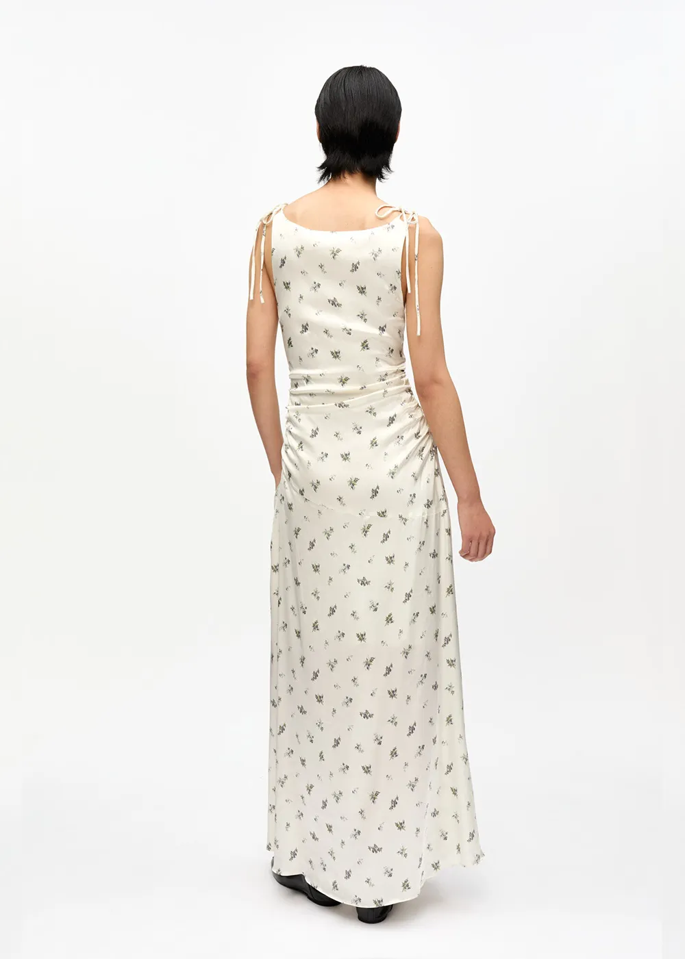 Printed Satin Gathered Long Dress sold by Denali product image thumbnail 4