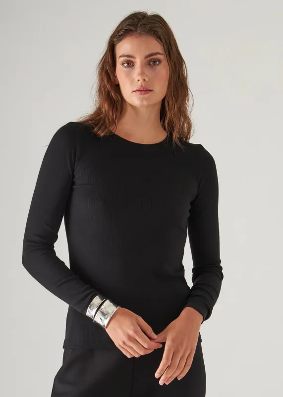 Pima Stretch Ribbed Long Sleeve Crew T-Shirt made by Patrick Assaraf