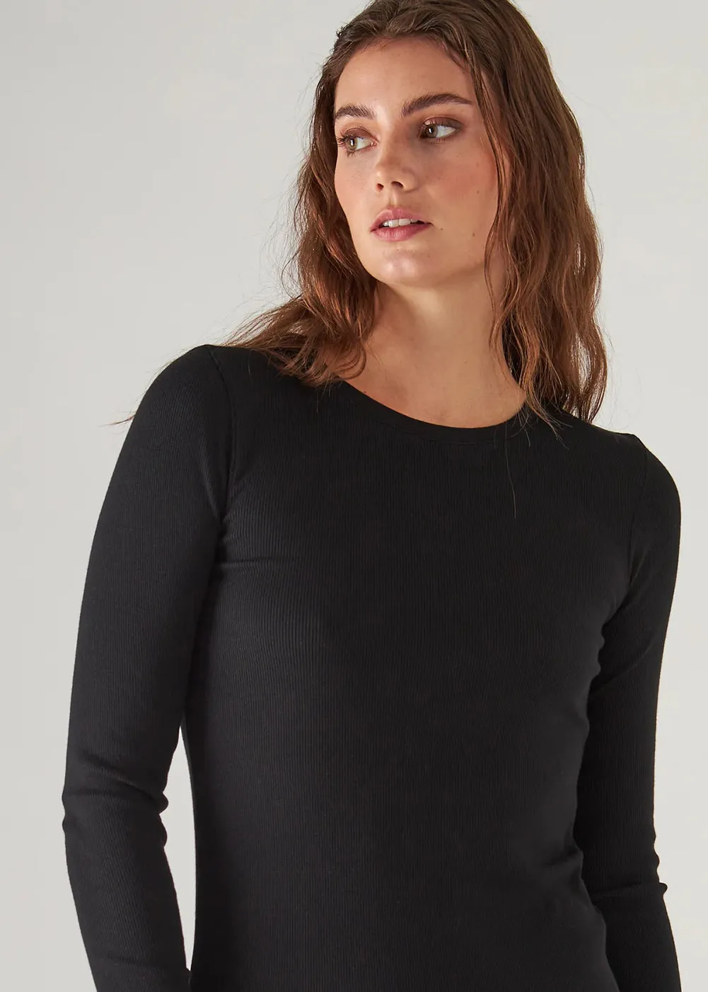 Pima Stretch Ribbed Long Sleeve Crew T-Shirt sold by Danali product image thumbnail 2