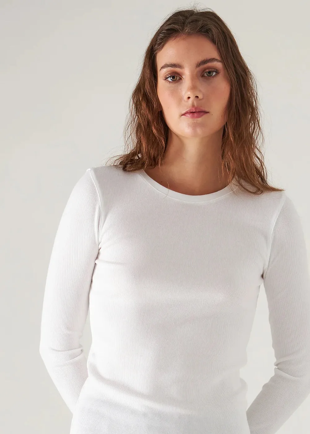 Pima Stretch Ribbed Long Sleeve Crew T-Shirt sold by Danali product image thumbnail 2