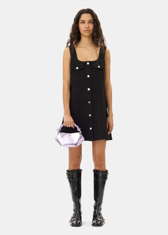 Black Bonded Crepe Mini Dress sold by Denali