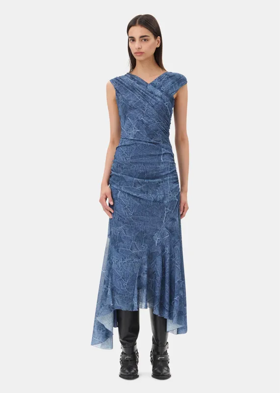 Marl Mesh Long Ruched Crossover Dress sold by Denali
