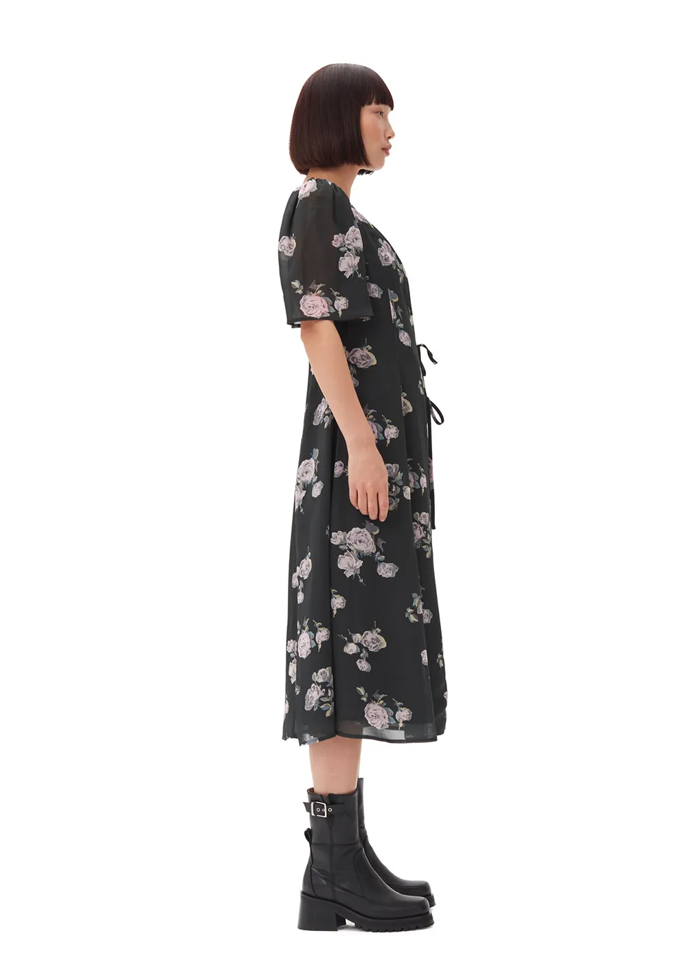 Fluid Crepe Wrap Midi Dress sold by Denali product image thumbnail 4
