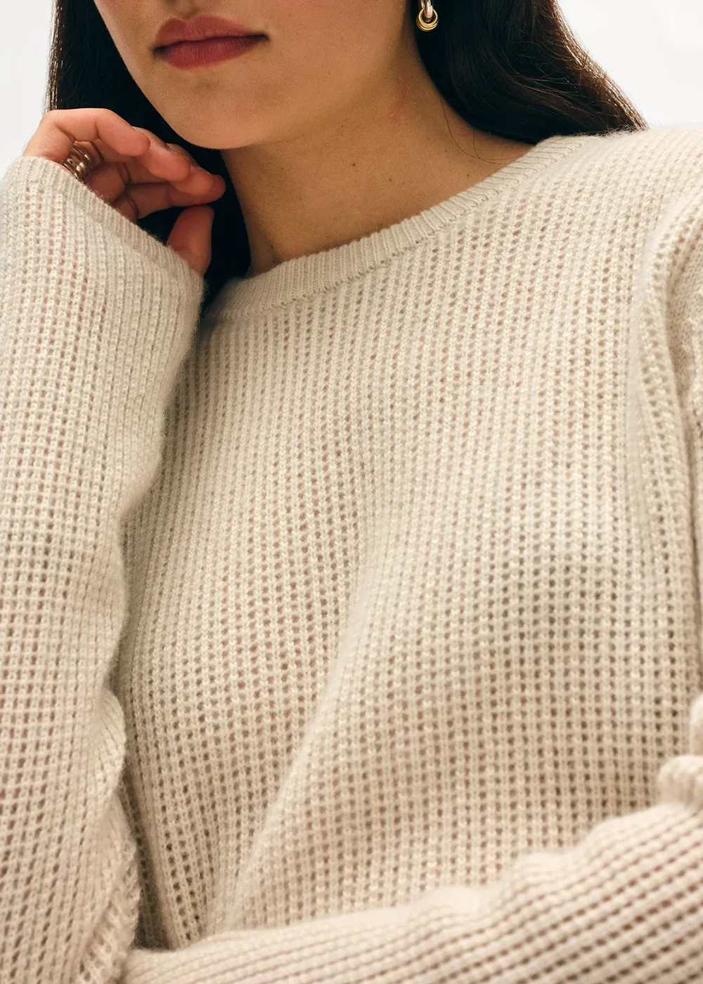 Cashmere Waffle Mesh Crew Sweater sold by Denali product image thumbnail 2