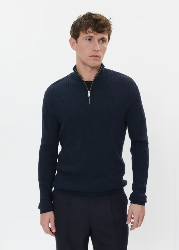 Mason Cable Knit Zip Sweater sold by Denali