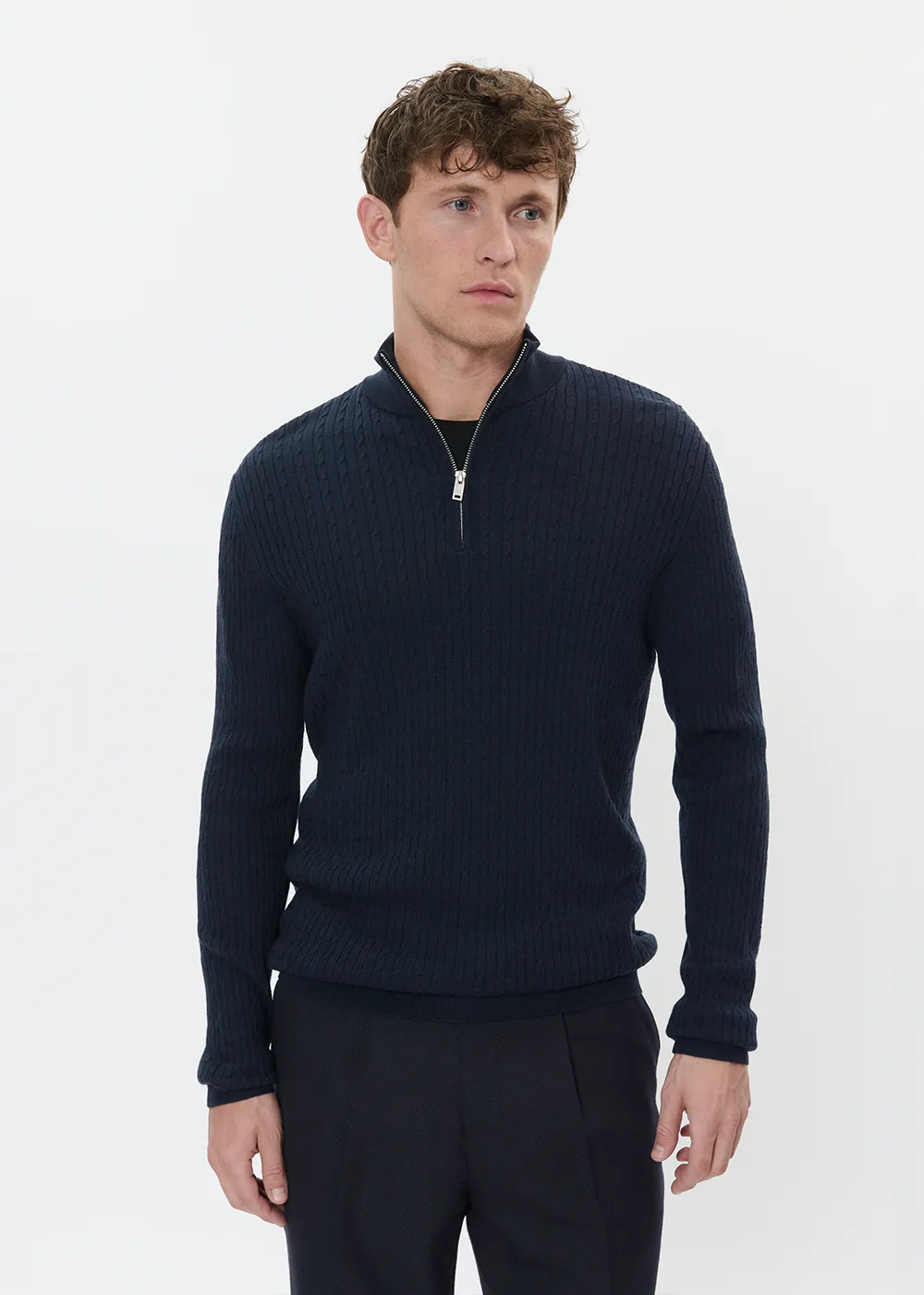 Mason Cable Knit Zip Sweater sold by Denali