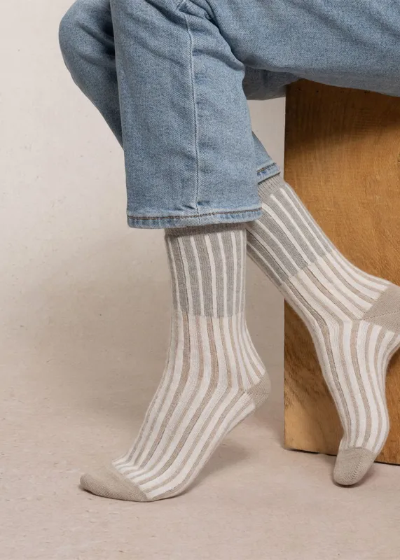 Vertical Stripes Pattern Cashmere Socks sold by Denali