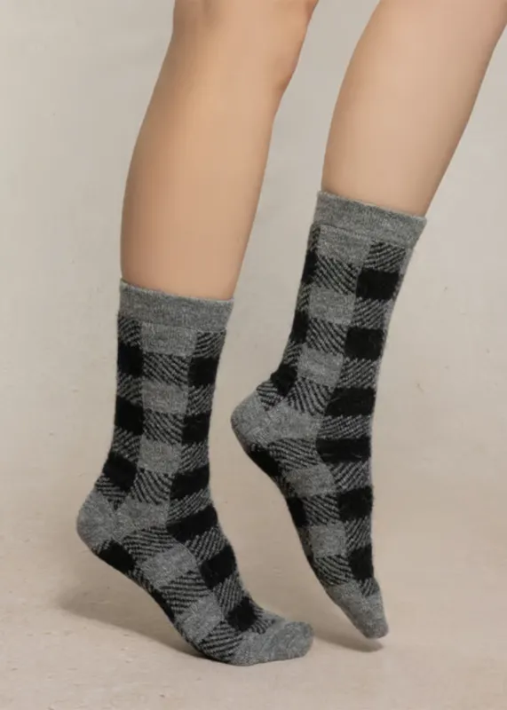 Tartan Pattern Alpaca Wool Socks sold by Denali