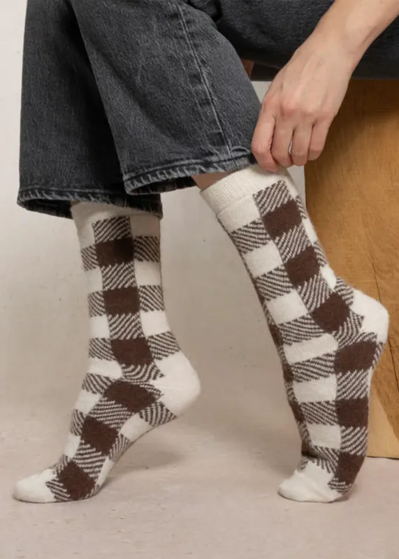 Tartan Pattern Alpaca Wool Socks sold by Denali