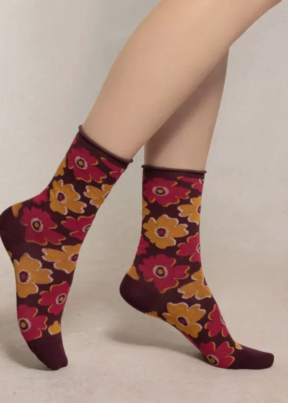 Velvet Socks With Petunias Pattern sold by Denali