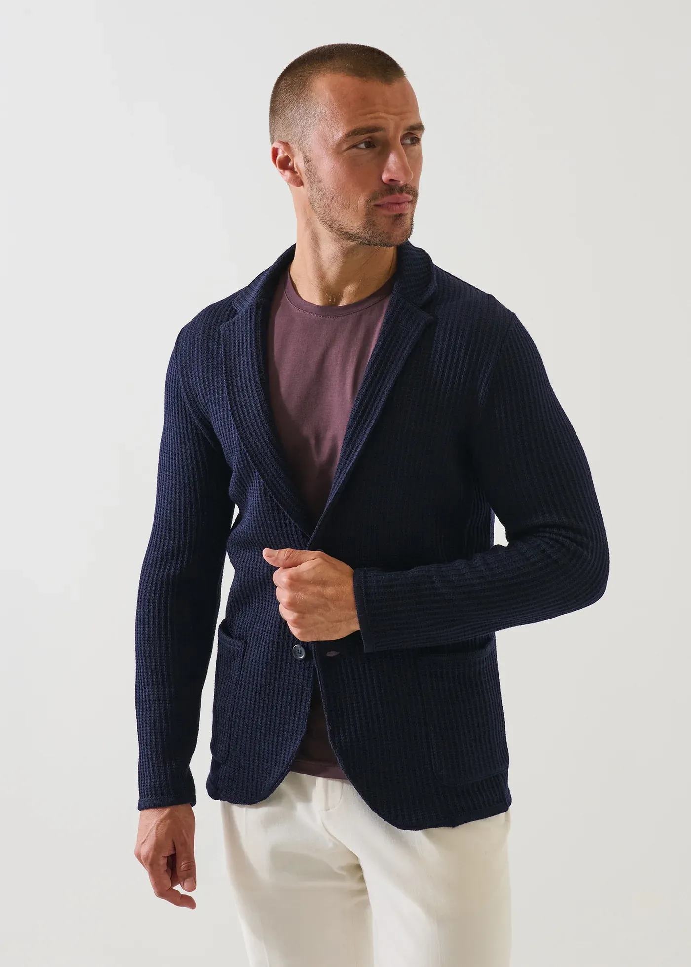 Chain Stitch Merino Wool Knit Blazer sold by Denali
