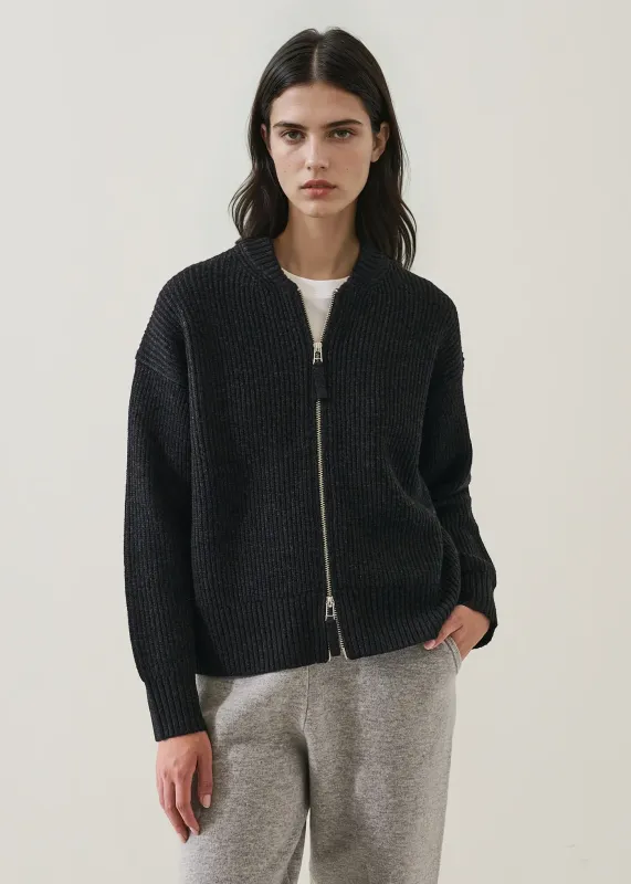 Extrafine Merino Rib Full Zip Bomber sold by Denali