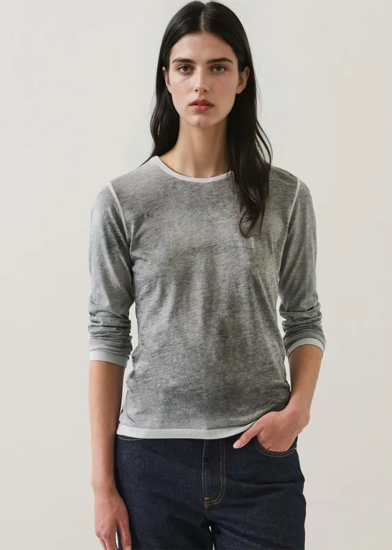 Reverse Spray Crewneck Long Sleeve Pima T-Shirt sold by Denali