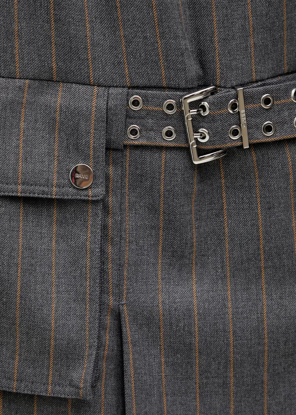 Wool Stripe Belted Mini Dress sold by Danali product image thumbnail 2