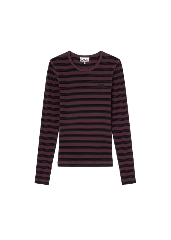 Soft Cotton Stripe Rib Long Sleeve T-Shirt sold by Danali