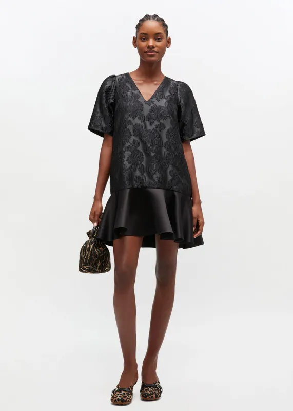 Satin Cloque Mini V-Neck Dress sold by Denali