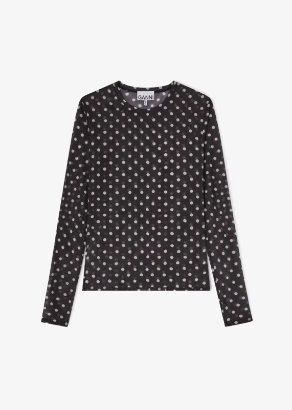 Printed Sheer Jersey Long Sleeve Top made by Ganni