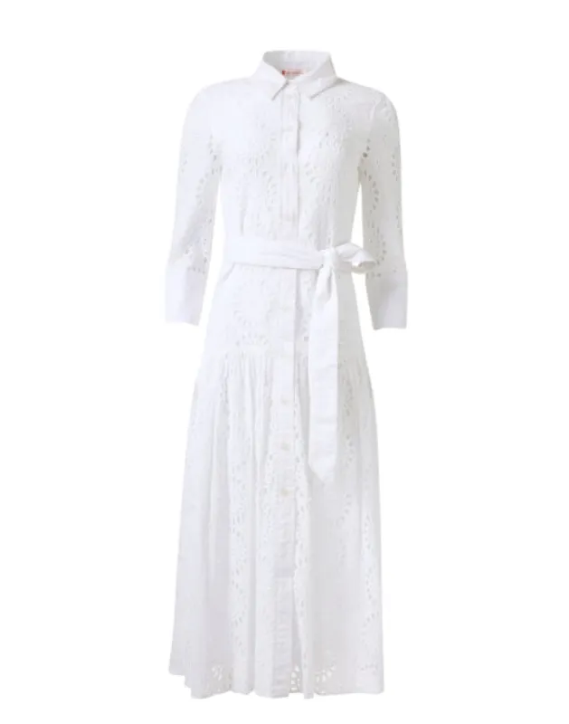 Sutton White Cotton Eyelet Dress sold by Halsbrook