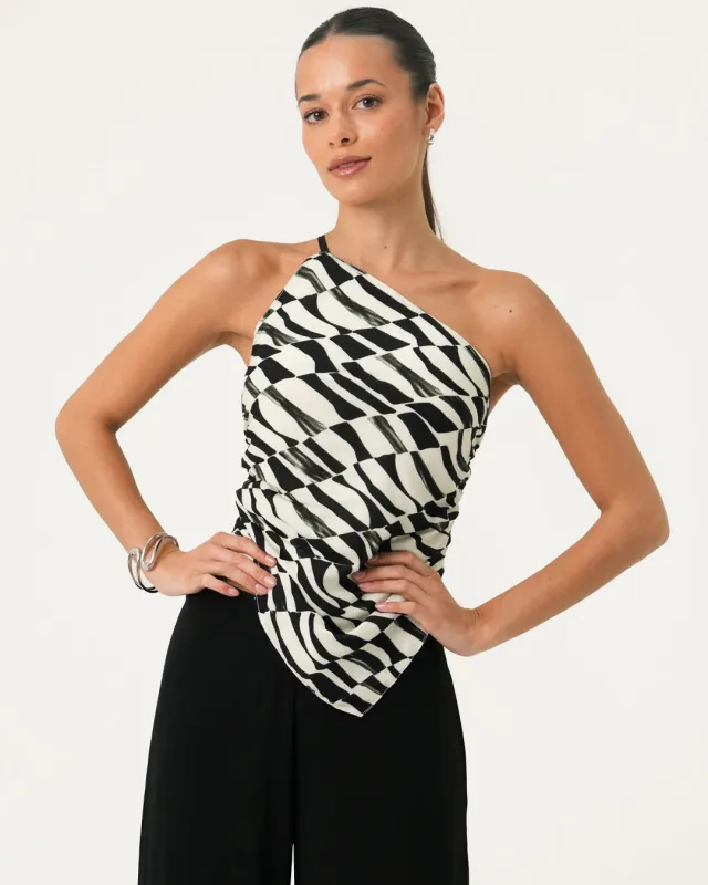 Cola One Shoulder Top made by Bamboo Blonde