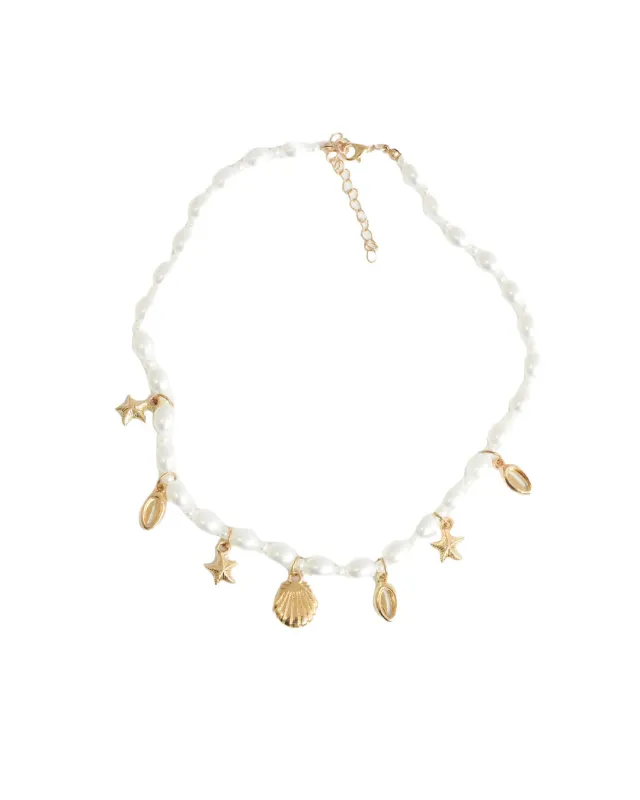 Ana Pearl Sea Charm Necklace made by Bamboo Blonde
