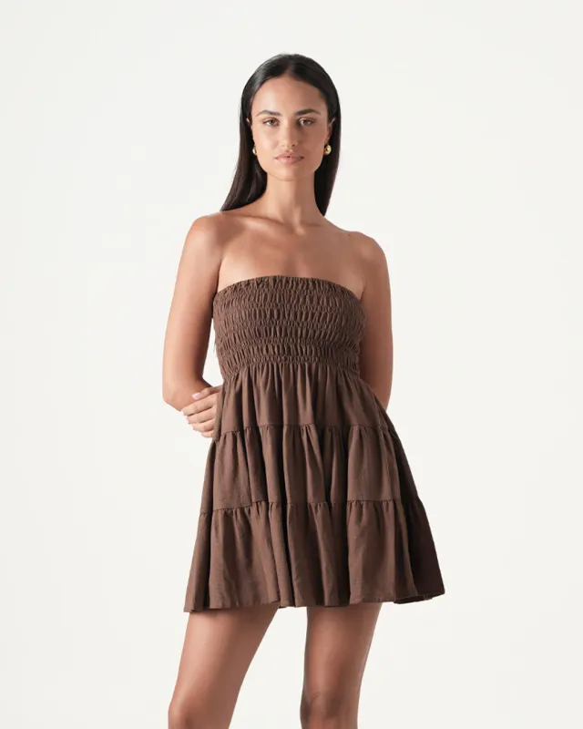 Atlas Ruched Mini Dress made by Bamboo Blonde