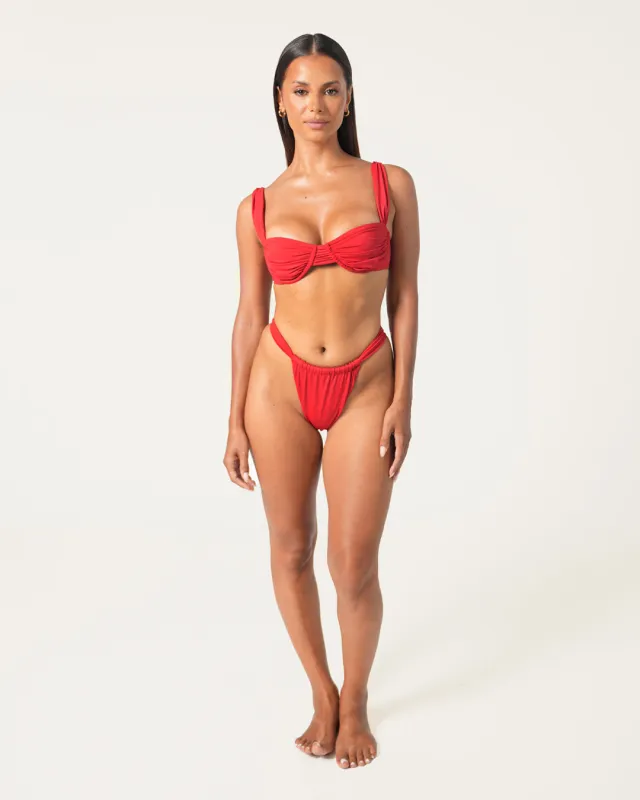 Rose Ruched Bikini Bottom made by Bamboo Blonde