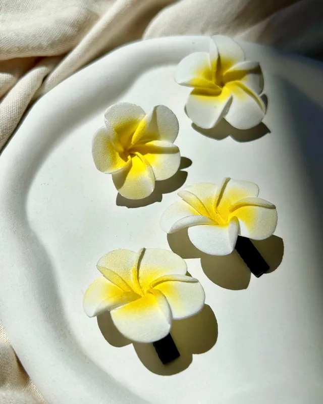 Frangipani Hair Clip Set made by Bamboo Blonde