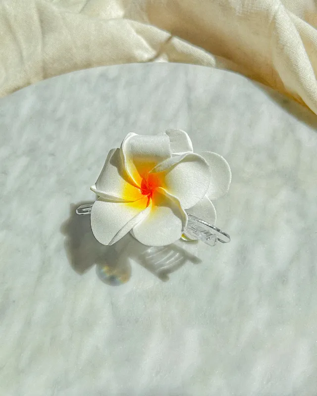 Frangipani Clear Hair Claw made by Bamboo Blonde