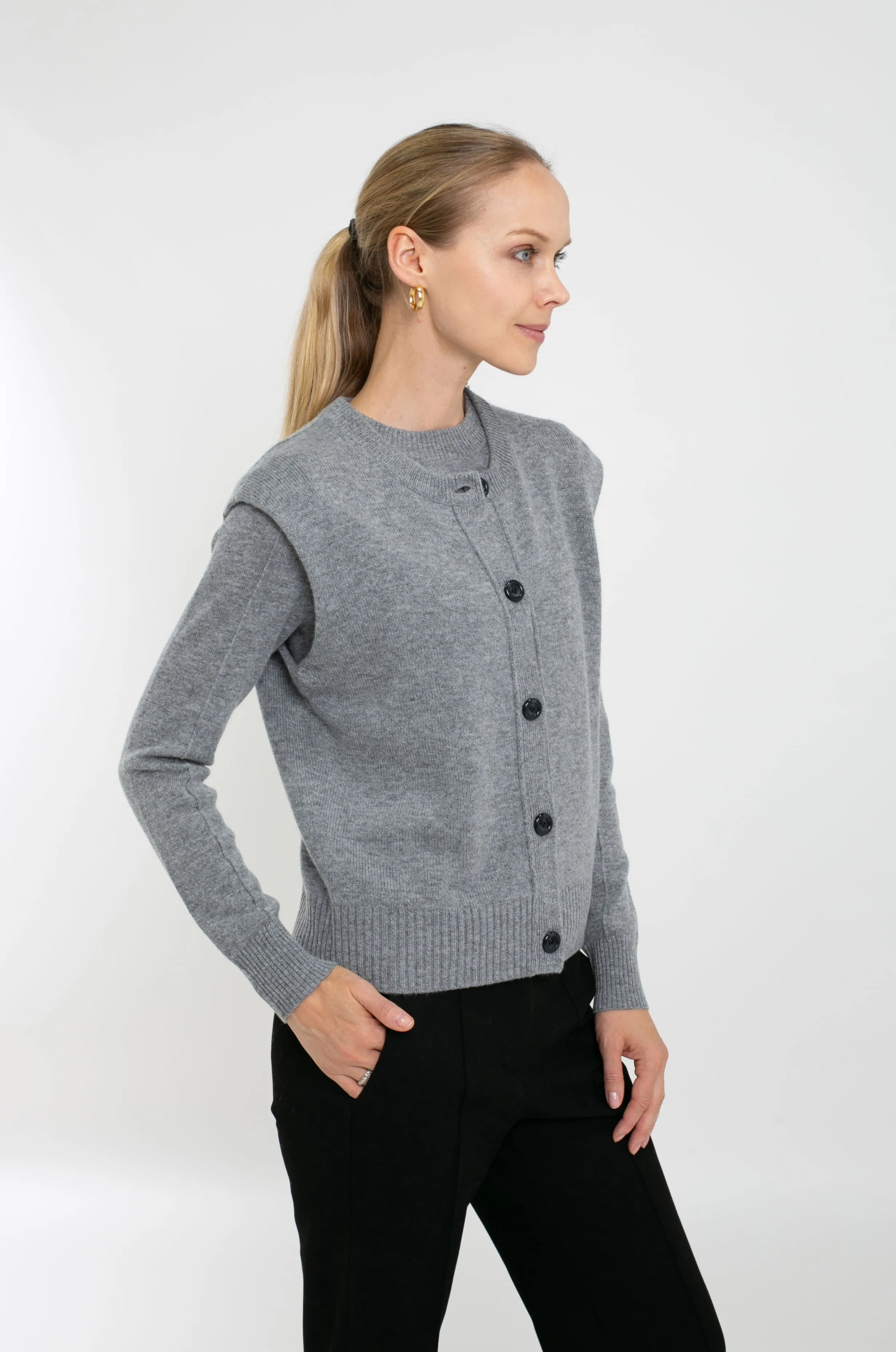Cashmere Blend Button Vest sold by In Cashmere product image thumbnail 4