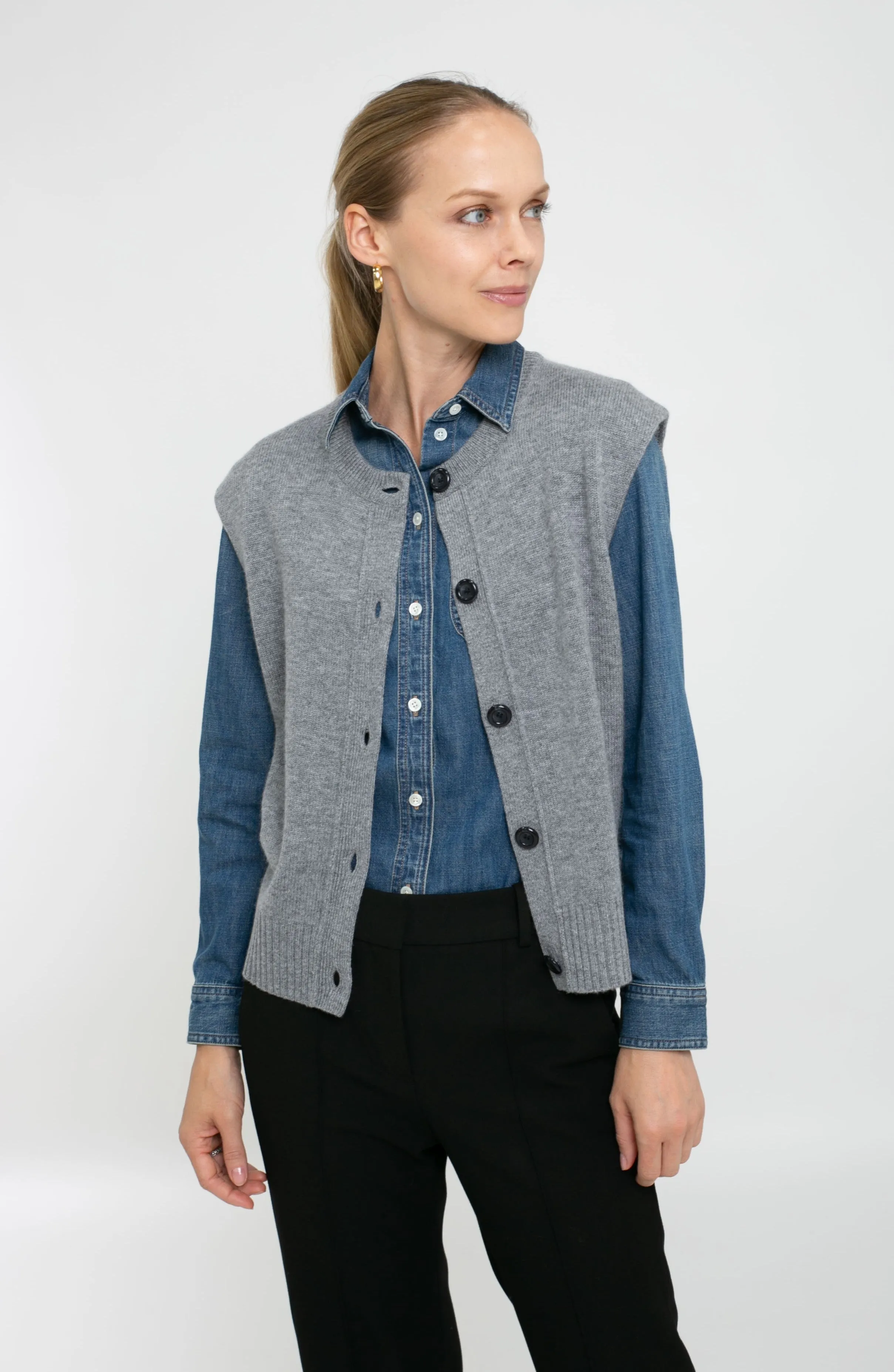Cashmere Blend Button Vest sold by In Cashmere product image thumbnail 2