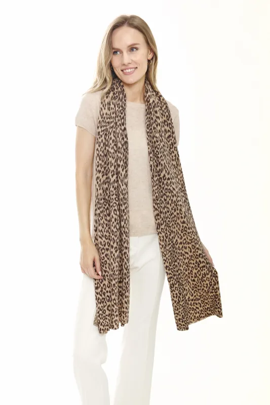 100% Cashmere Animal Print Scarf made by In Cashmere