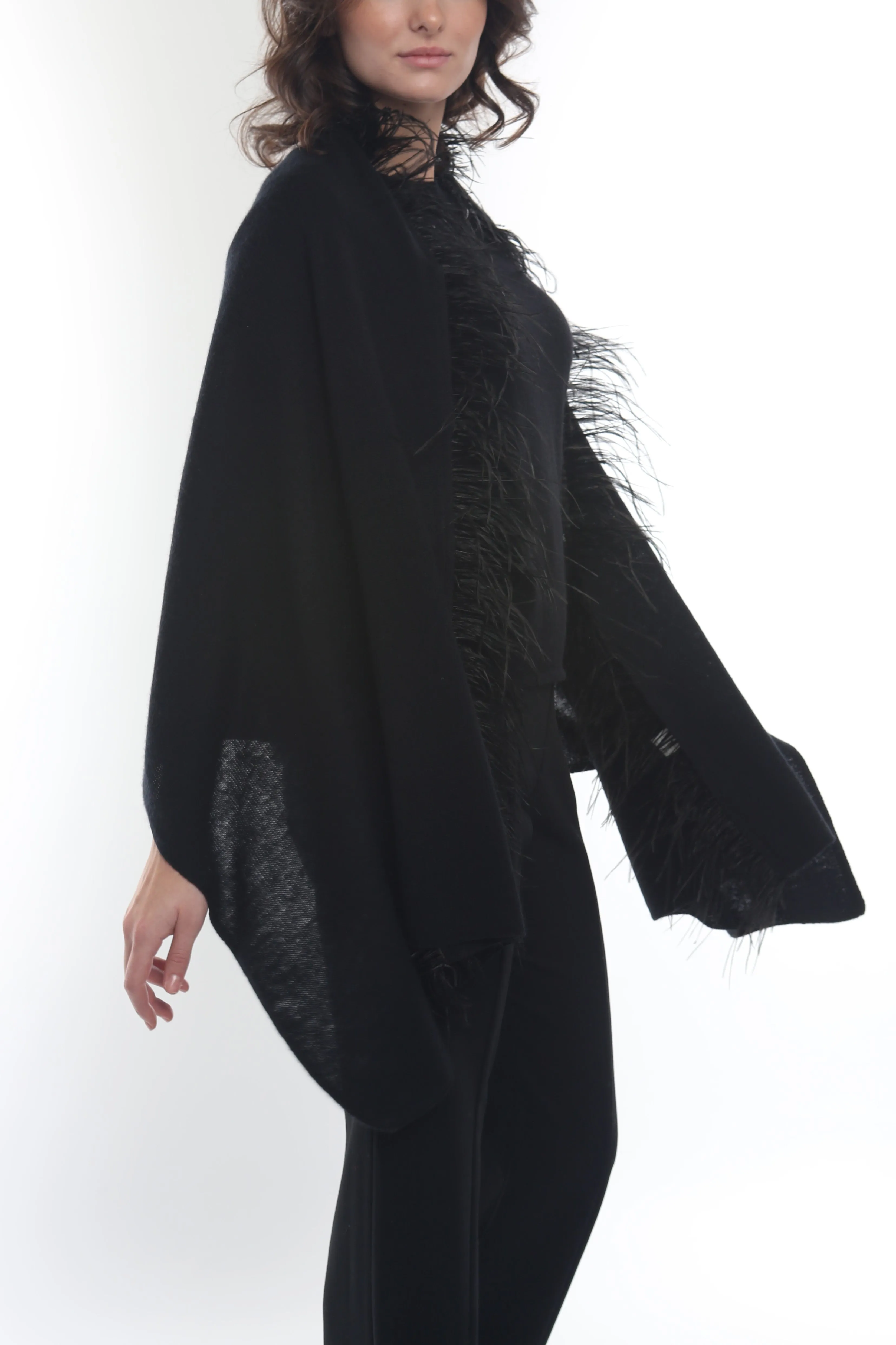 Cashmere Blend Ostrich Feather Shawl sold by In Cashmere product image thumbnail 4