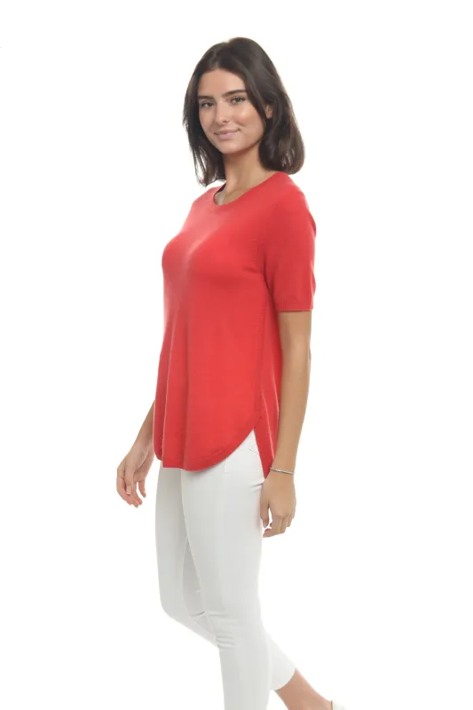 100% Cashmere Short Sleeve Crew Neck Tunic made by In Cashmere