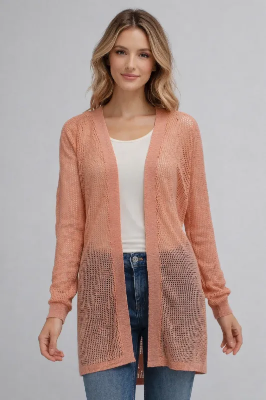 Mesh Raglan Open Cardigan made by In Cashmere