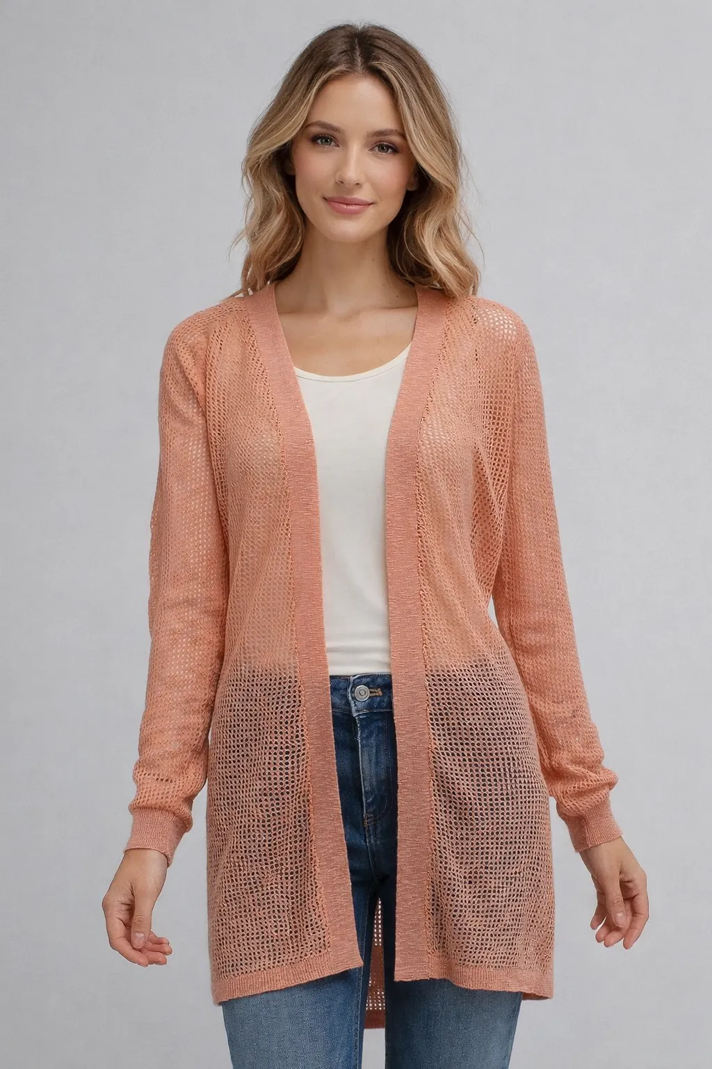 Mesh Raglan Open Cardigan sold by In Cashmere