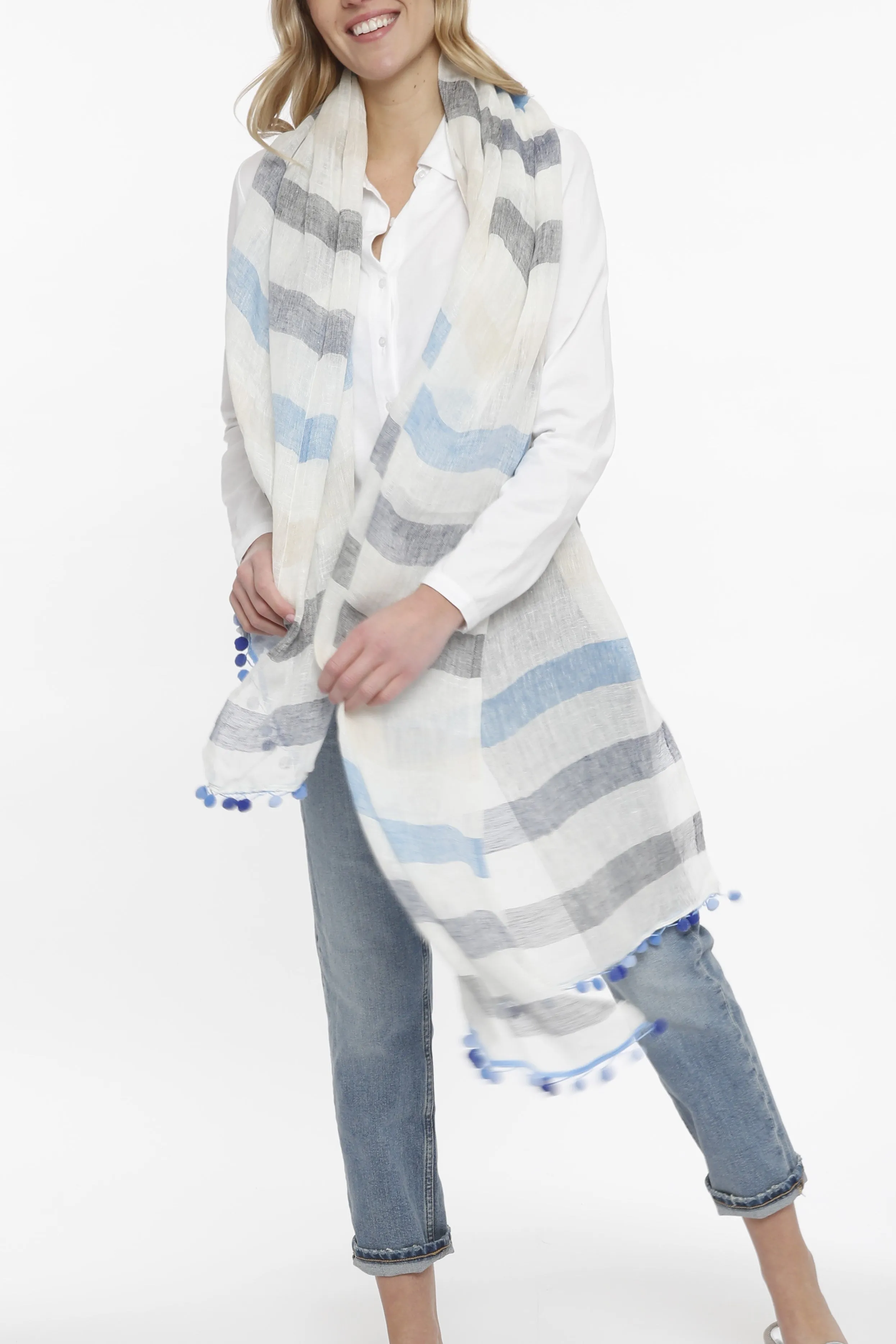 Stripe Linen Scarf sold by In Cashmere
