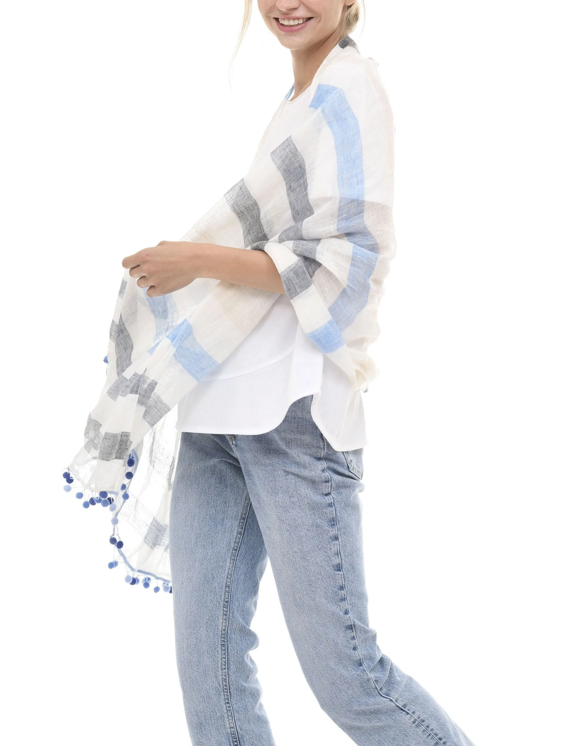 Stripe Linen Scarf sold by In Cashmere product image thumbnail 4