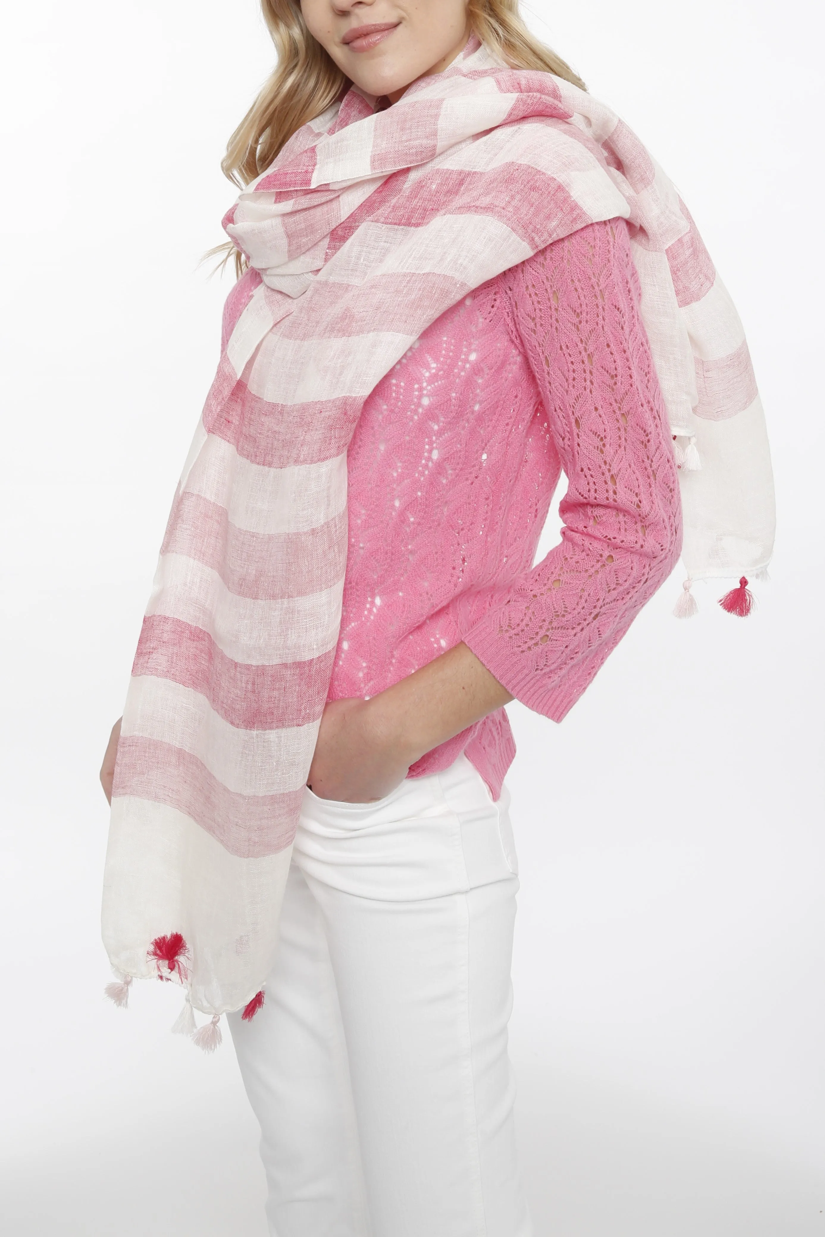 Stripe Linen Scarf sold by In Cashmere product image thumbnail 5