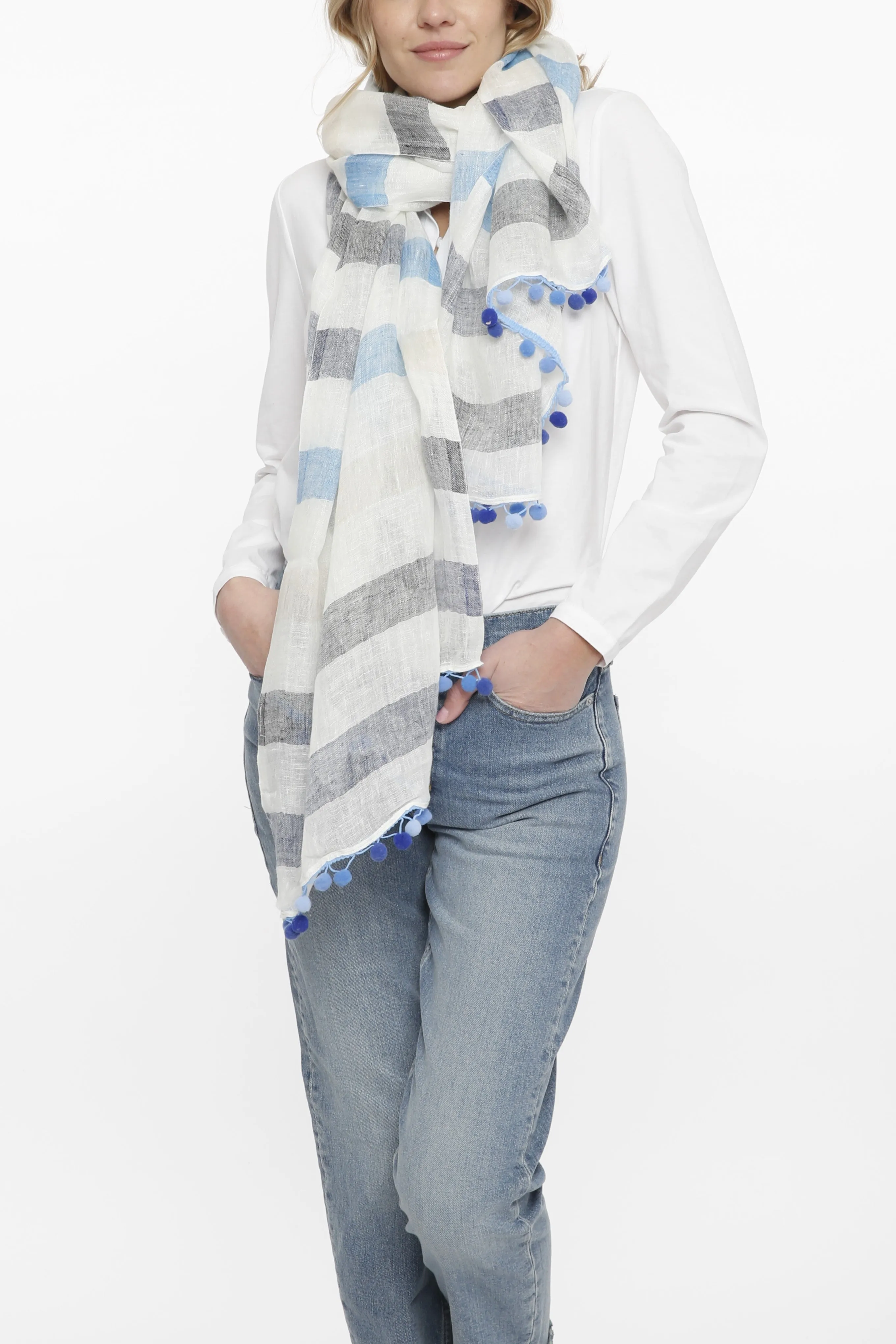 Stripe Linen Scarf sold by In Cashmere product image thumbnail 2