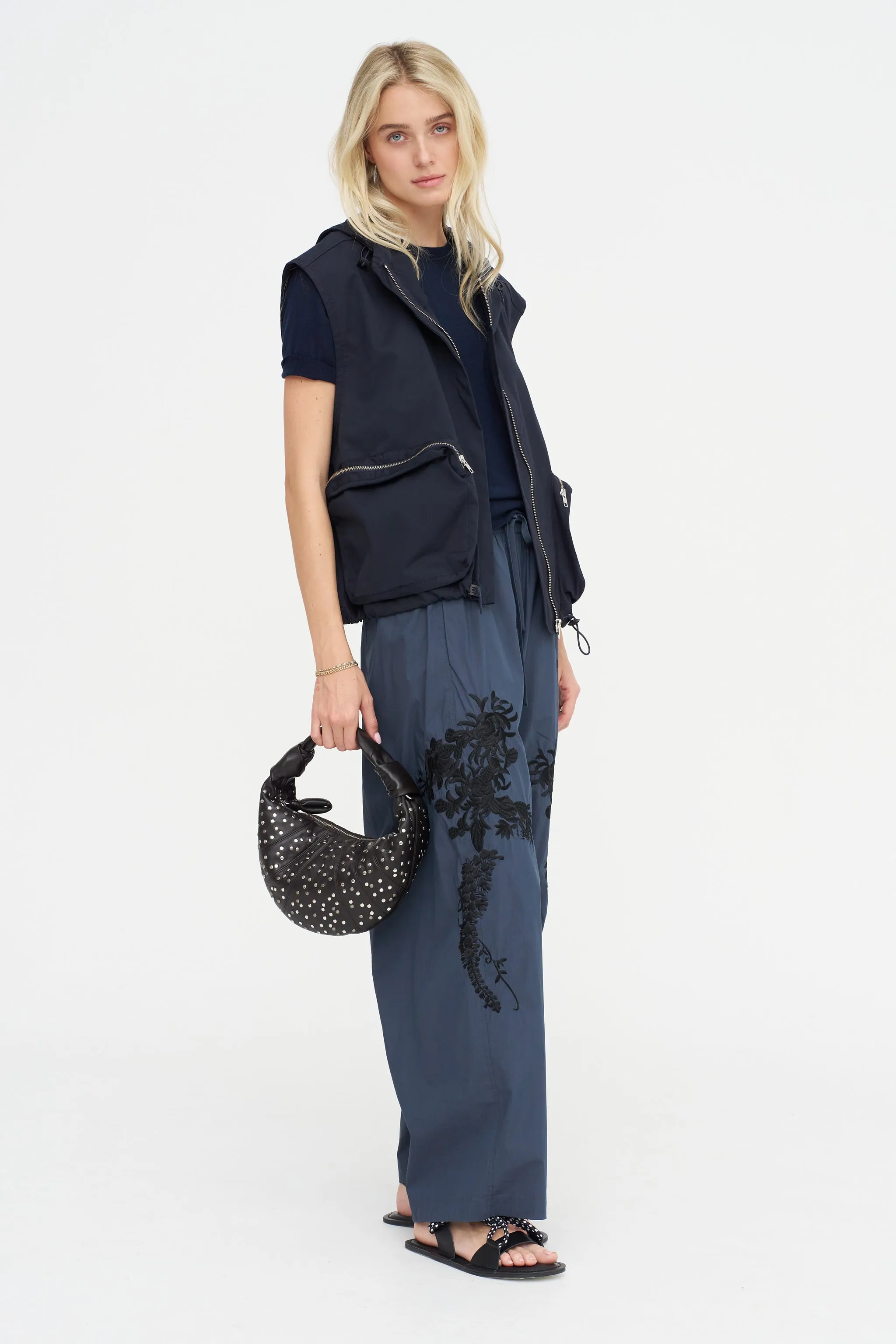 Embroidered Trouser, Blue sold by Kick Pleat