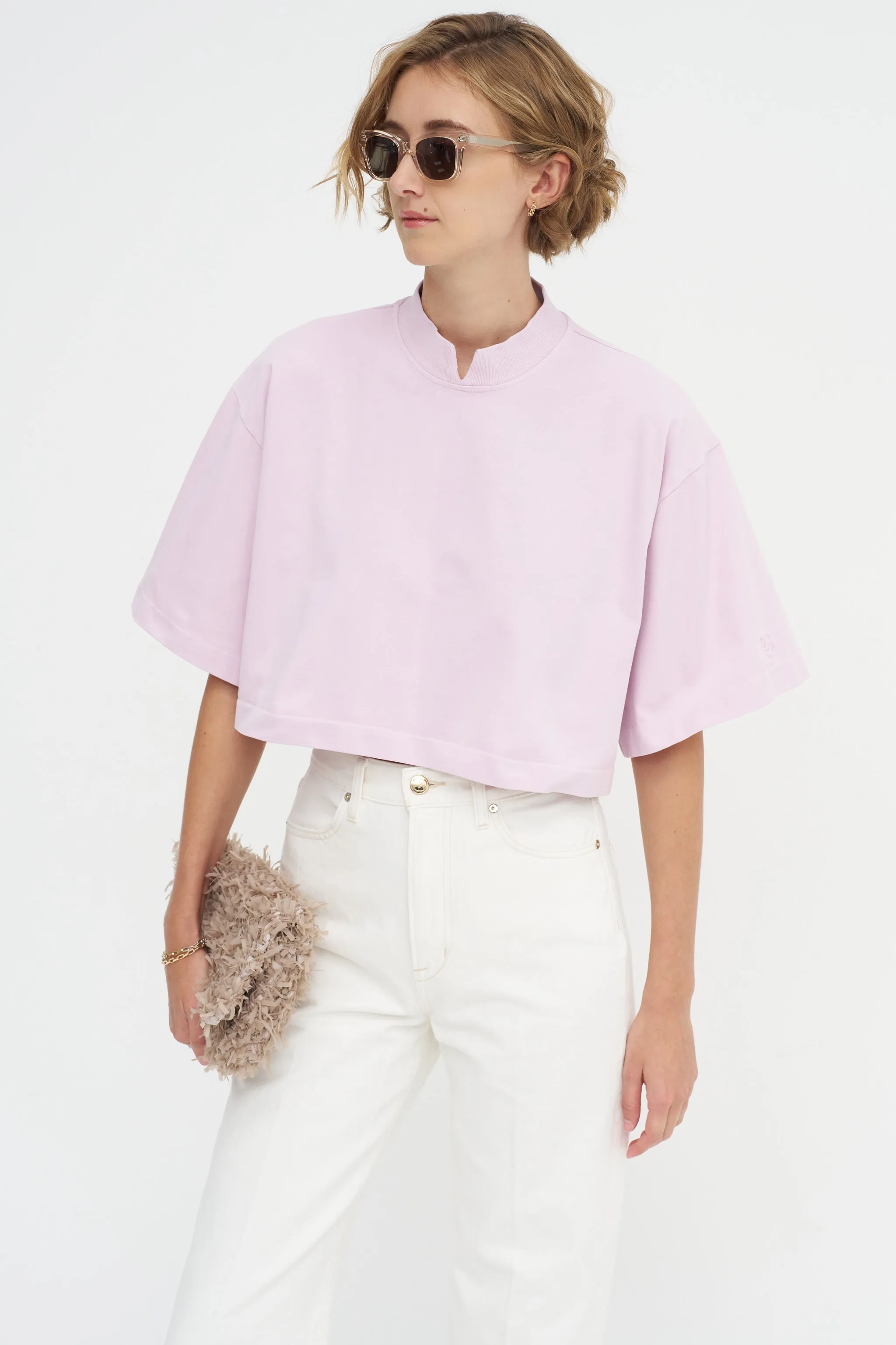 The Nessa Top, Blush Pink Acid Wash sold by Kick Pleat